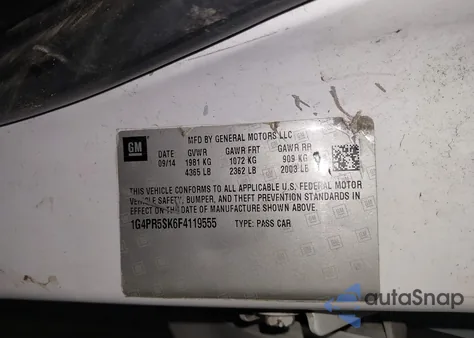 2015 Buick Verano Convenience Group из США, поврежденный, VIN 1G4PR5SK6F4119555